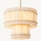 San Marco Vintage Alabaster Tiered Round Chandelier 22"