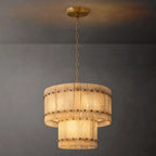San Marco Vintage Alabaster Tiered Round Chandelier 22"