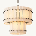 San Marco Vintage Alabaster Tiered Round Chandelier 22"