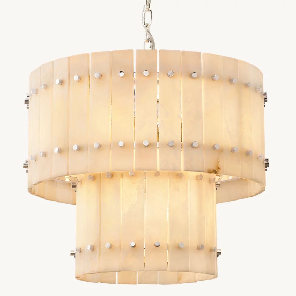 San Marco Vintage Alabaster Tiered Round Chandelier 22"