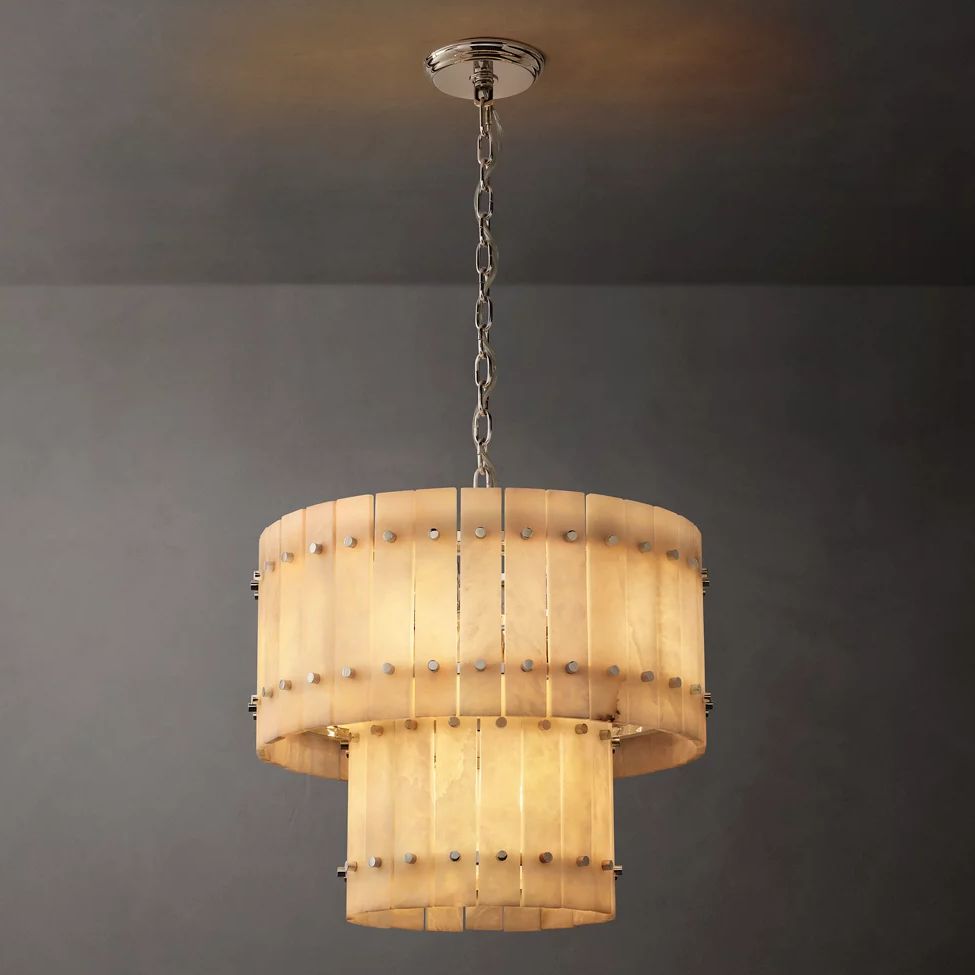 San Marco Vintage Alabaster Tiered Round Chandelier 22"