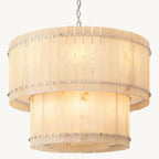 San Marco Vintage Alabaster Tiered Round Chandelier 37"