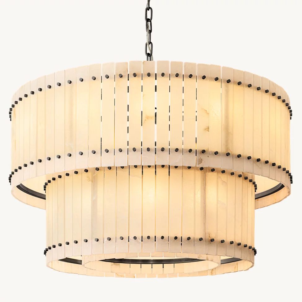 San Marco Vintage Alabaster Tiered Round Chandelier 48"