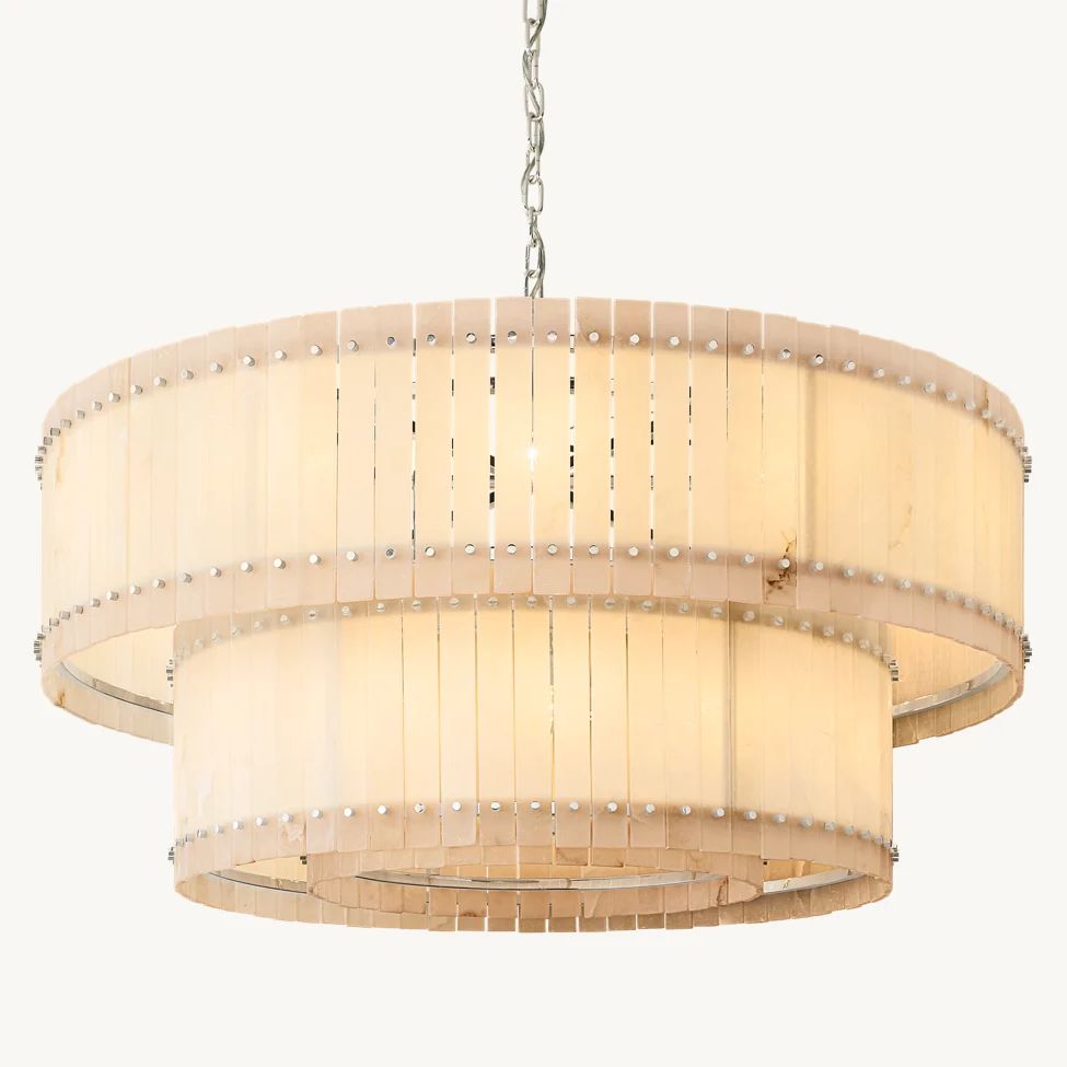 San Marco Vintage Alabaster Tiered Round Chandelier 60"