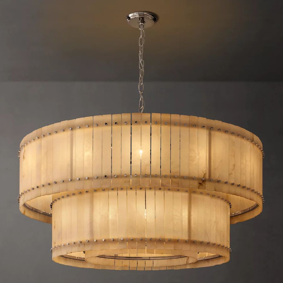 San Marco Vintage Alabaster Tiered Round Chandelier 60"