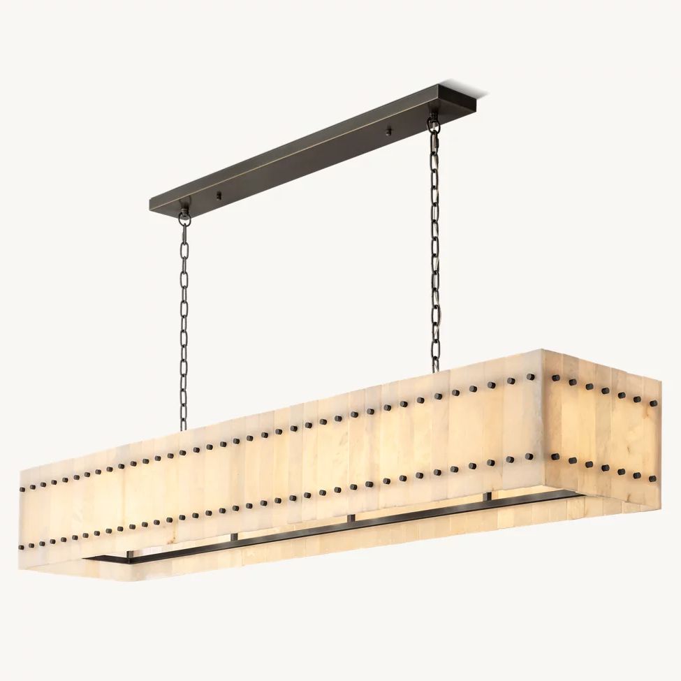 San Marco Vintage Alabaster Linear Chandelier 72"
