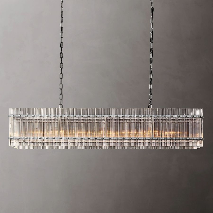 San Marco Vintage Glass Rectangle Chandelier 54"