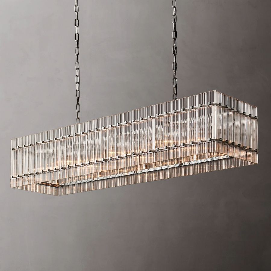 San Marco Vintage Glass Rectangle Chandelier 54"