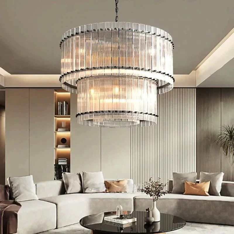 San Marco Vintage Glass Two-Tier Round Chandelier 37"