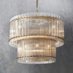 San Marco Vintage Glass Two-Tier Round Chandelier 37"