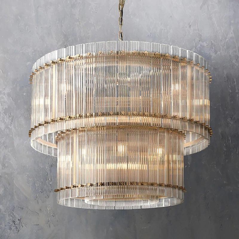 San Marco Vintage Glass Two-Tier Round Chandelier 37"