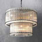 San Marco Vintage Glass Two-Tier Round Chandelier 37"