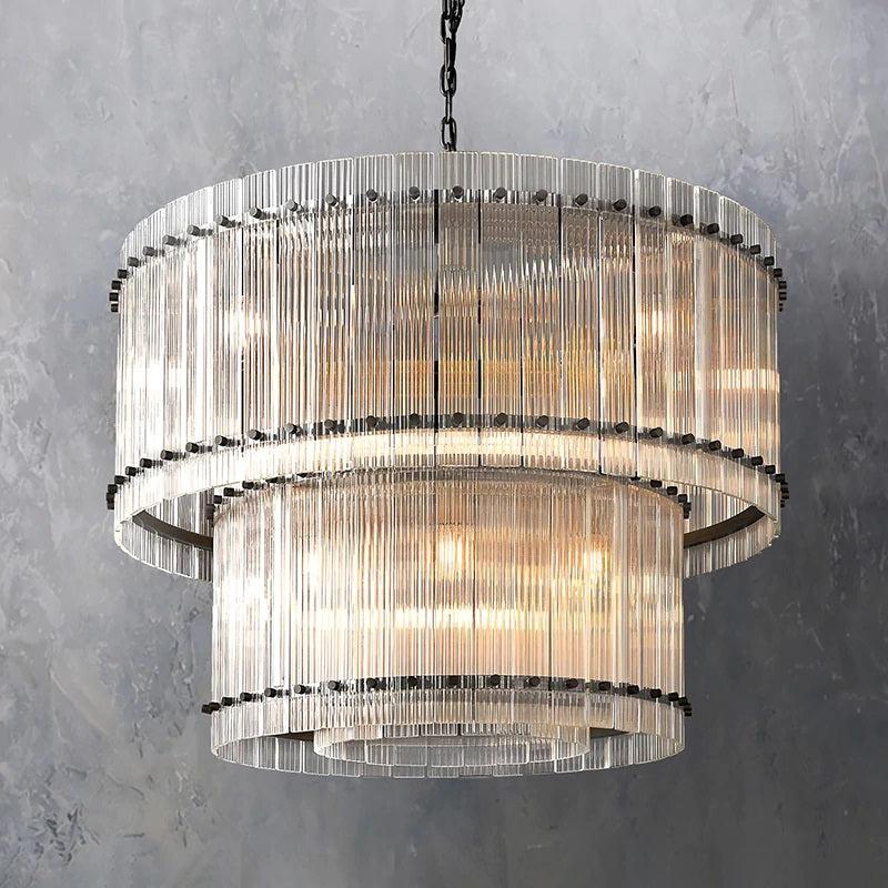 San Marco Vintage Glass Two-Tier Round Chandelier 37"