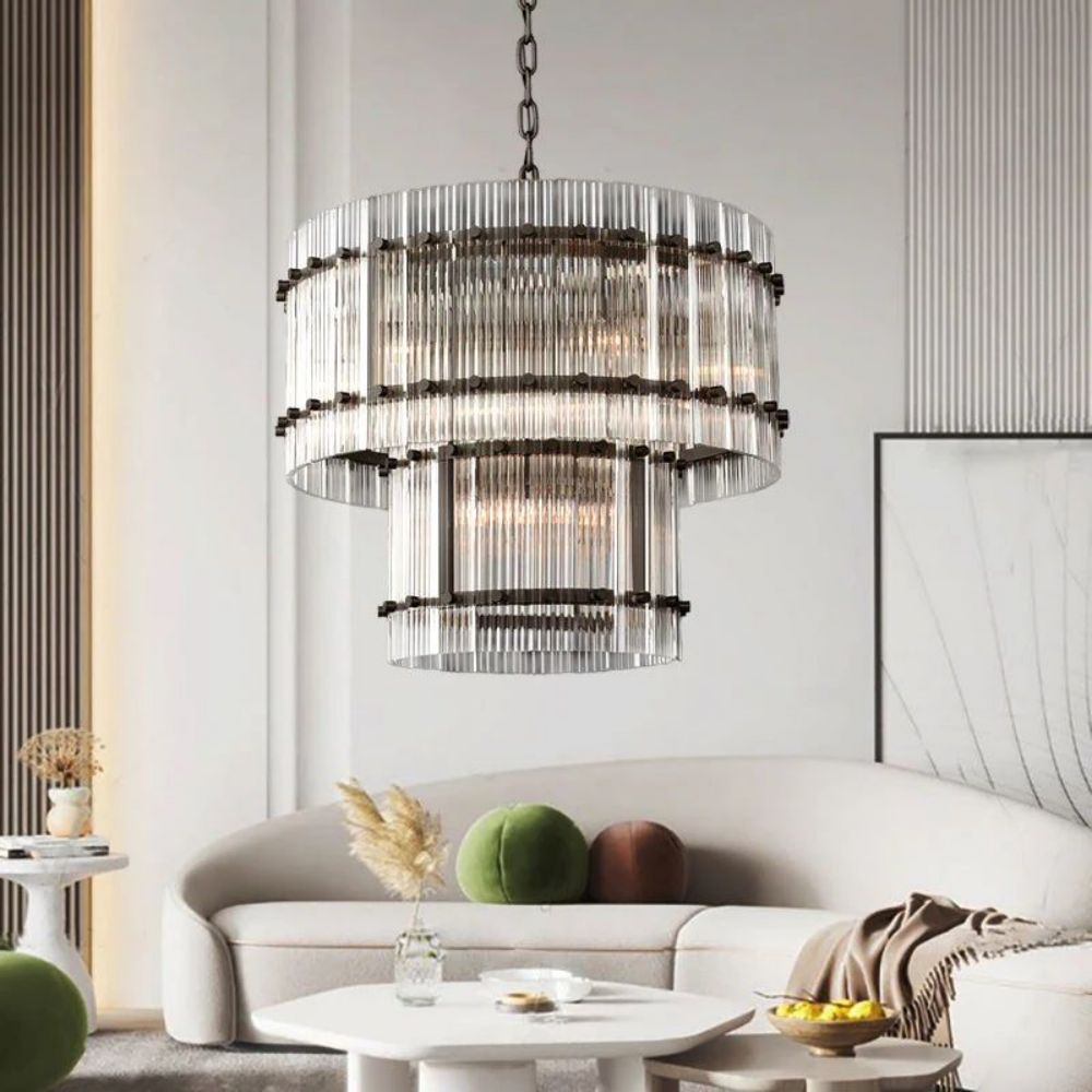 San Marco Vintage Glass Two-Tier Round Chandelier 22"