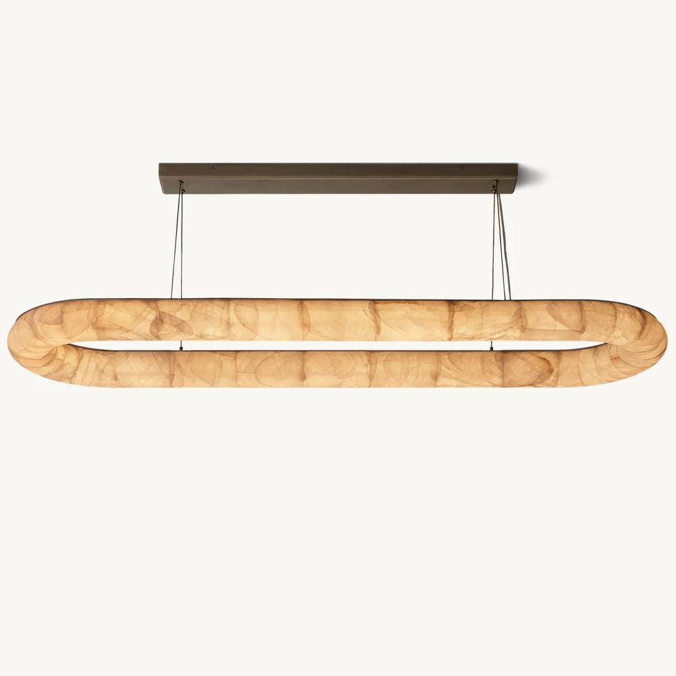 Rivage Lisse Veined Alabaster Oval Chandelier 74"
