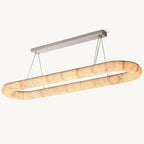 Rivage Lisse Veined Alabaster Oval Chandelier 74"