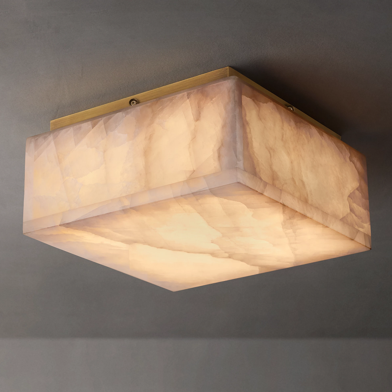Rivage Veined Alabaster Square Flush Mount