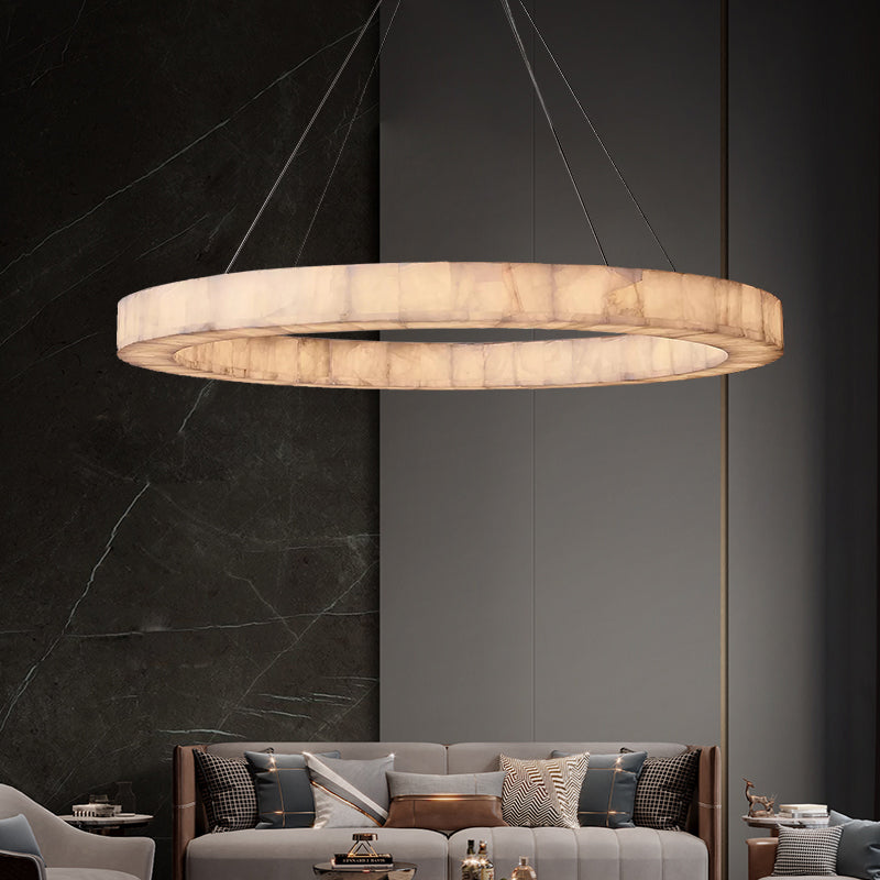 Rivage Veined Alabaster Round Chandelier 60"
