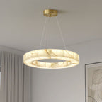 Rivage Veined Alabaster Round Chandelier 31"