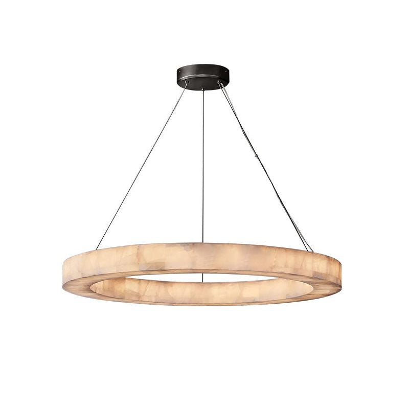 Rivage Veined Alabaster Round Chandelier 40"