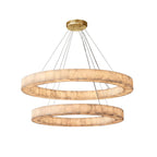 Rivage Veined Alabaster Two-Tier Round Chandelier 60"