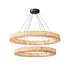 Rivage Veined Alabaster Two-Tier Round Chandelier 60"