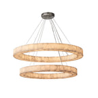 Rivage Veined Alabaster Two-Tier Round Chandelier 60"