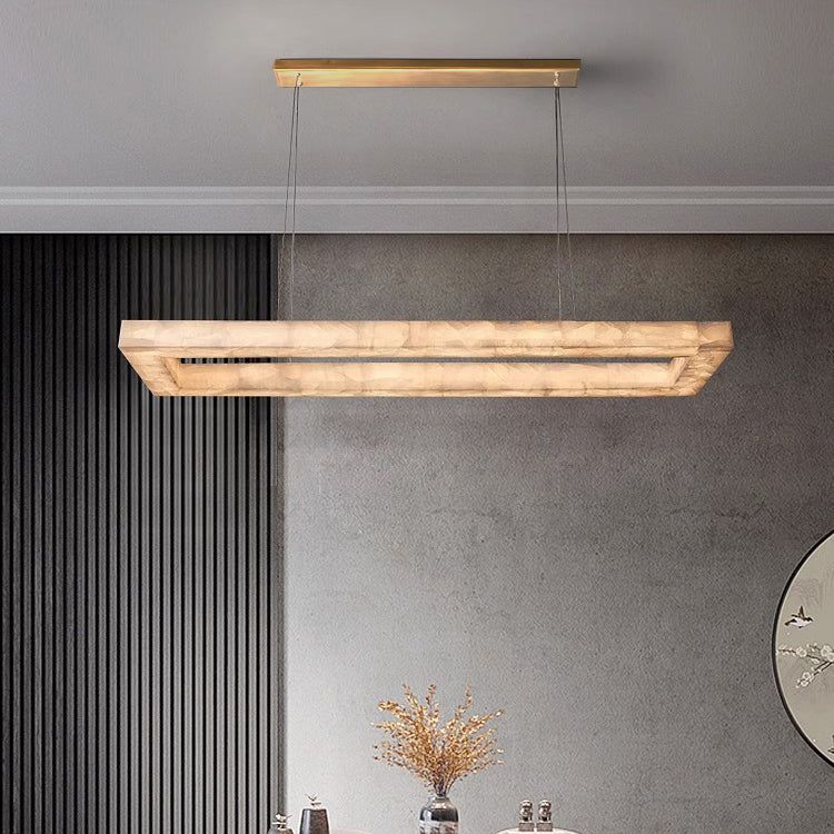 Rivage Veined Alabaster Rectangular Chandelier 54"