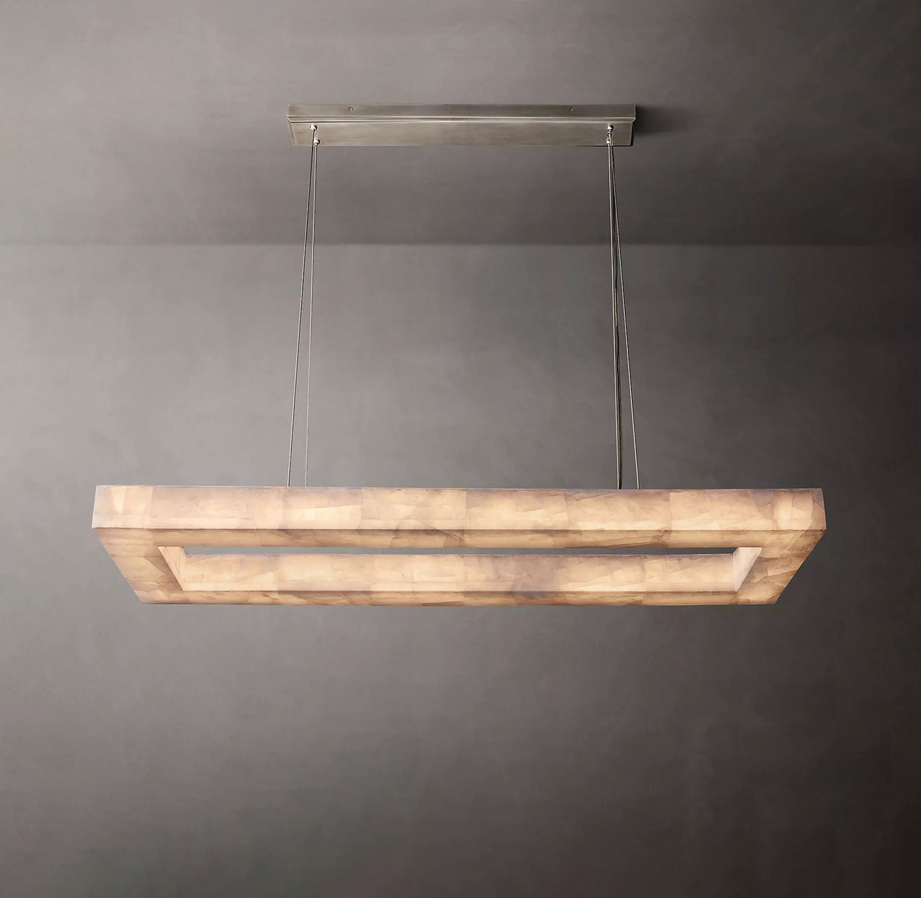 Rivage Veined Alabaster Rectangular Chandelier 72"