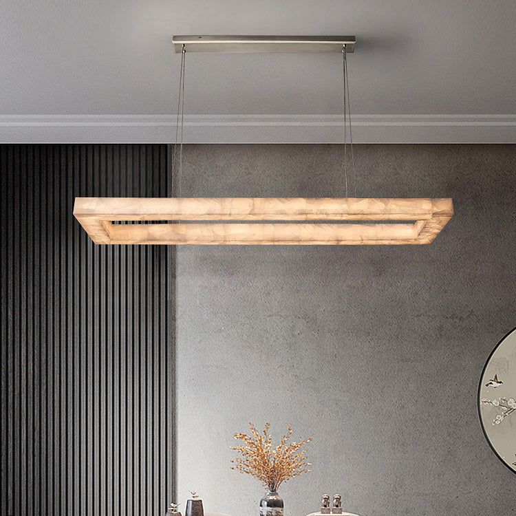 Rivage Veined Alabaster Rectangular Chandelier 72"