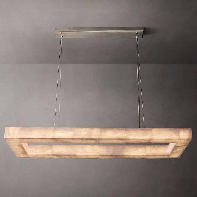 Rivage Veined Alabaster Rectangular Chandelier 54"