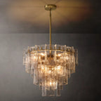 Lattice Module Glass Tiered Round Chandelier 36"