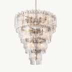 Lattice Module Glass Tiered Round Chandelier 47"