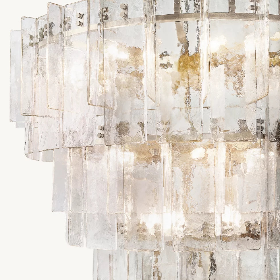 Lattice Module Glass Tiered Round Chandelier 47"