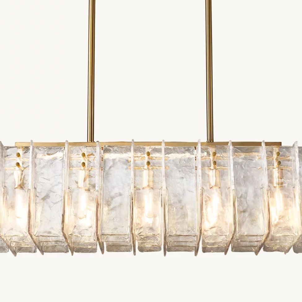 Lattice Module Glass Rectangular Chandelier 49"