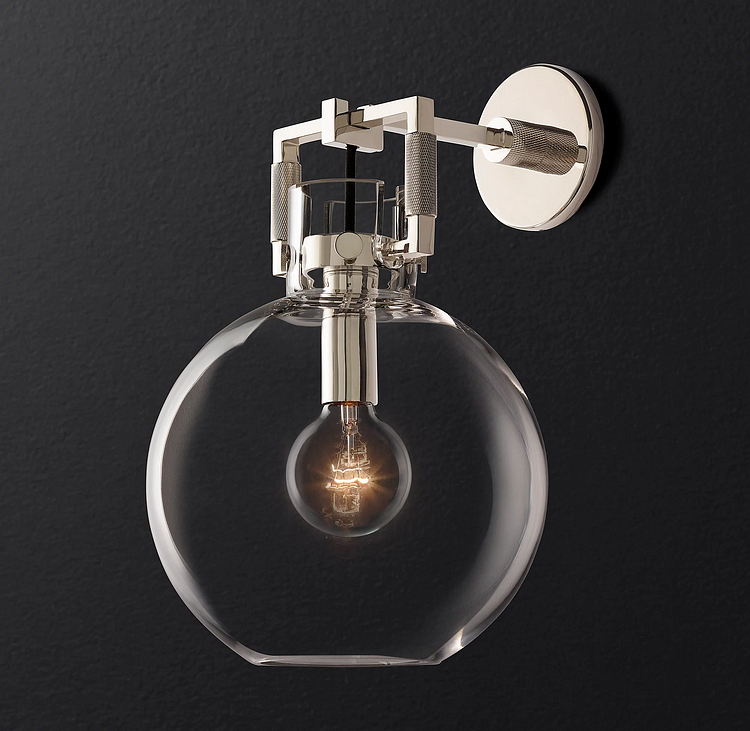 Machinist Glass Globe Wall Sconce