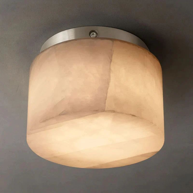 Rivage Veined Alabaster Round Flush Mount
