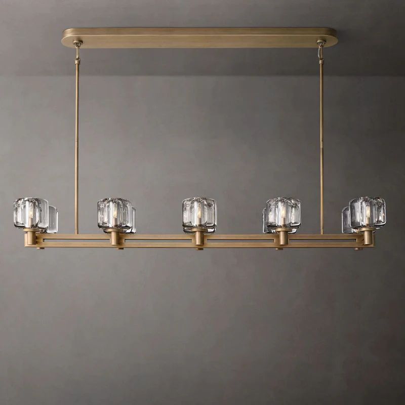 Demaret Sculpted Crystal Double Linear Chandelier 54"