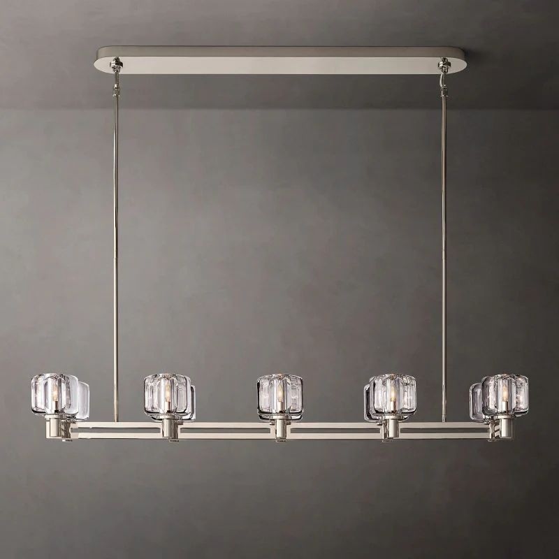 Demaret Sculpted Crystal Double Linear Chandelier 54"
