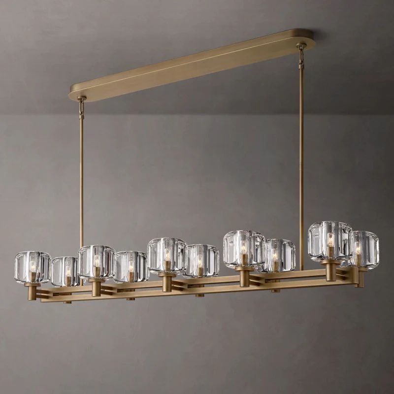 Demaret Sculpted Crystal Double Linear Chandelier 54"