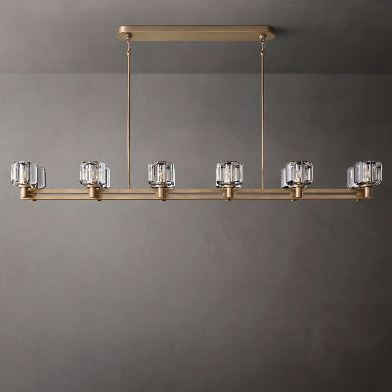 Demaret Sculpted Crystal Double Linear Chandelier 72"