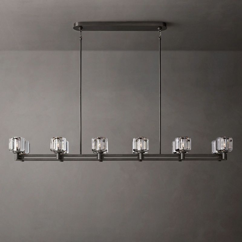 Demaret Sculpted Crystal Double Linear Chandelier 72"
