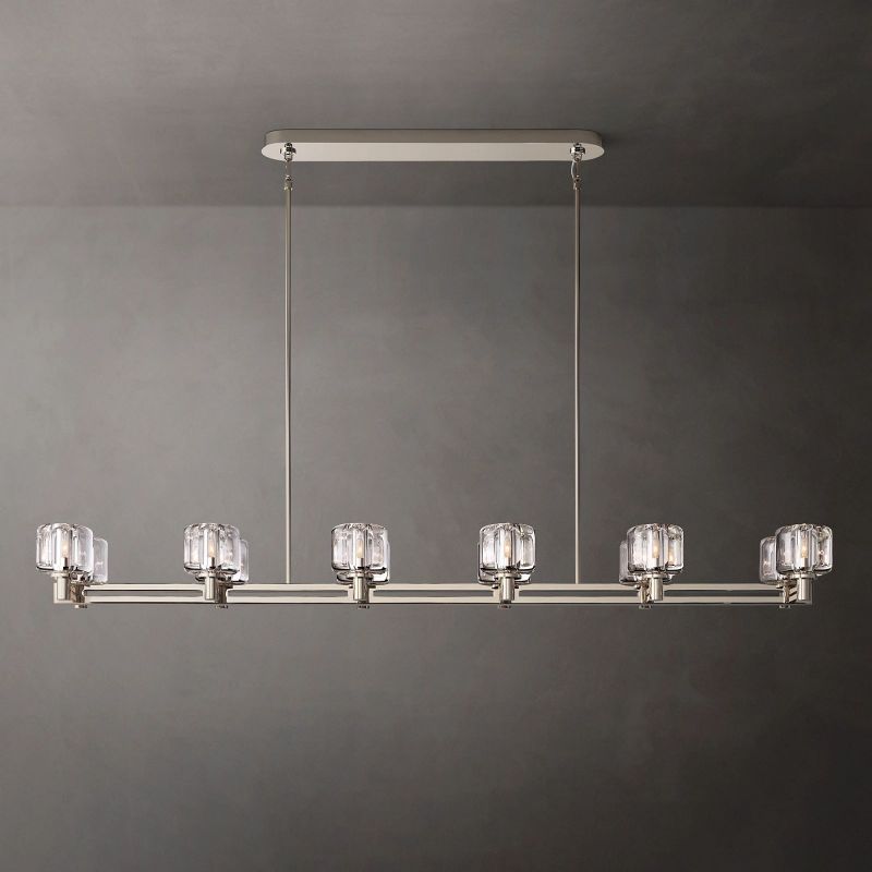 Demaret Sculpted Crystal Double Linear Chandelier 72"