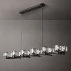 Demaret Sculpted Crystal Double Linear Chandelier 72"