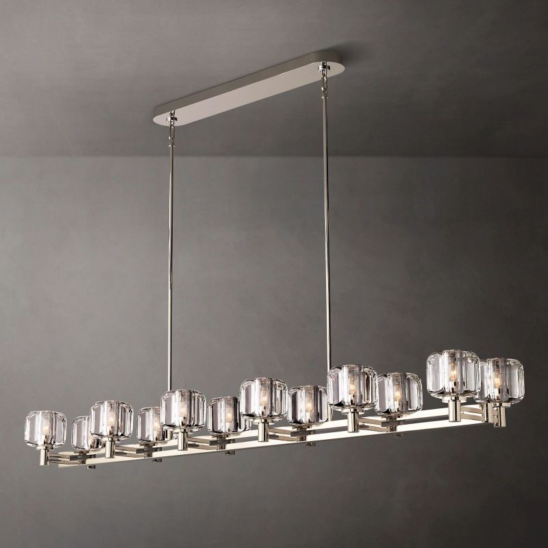 Demaret Sculpted Crystal Double Linear Chandelier 72"