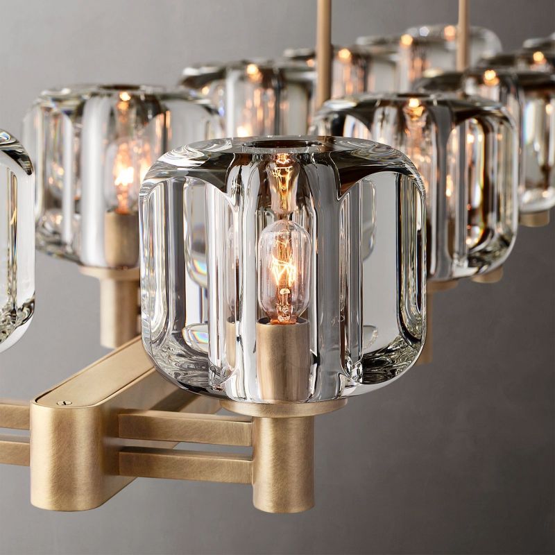 Demaret Sculpted Crystal Double Linear Chandelier 72"