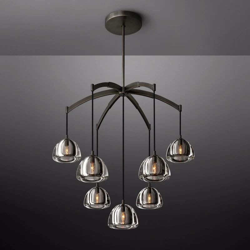 Hemisphere Delicate Crystal Round Chandelier 36"