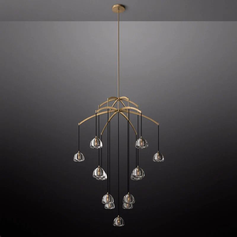Hemisphere Delicate Crystal Round Chandelier 48"