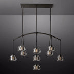 Hemisphere Delicate Crystal Linear Chandelier 54"