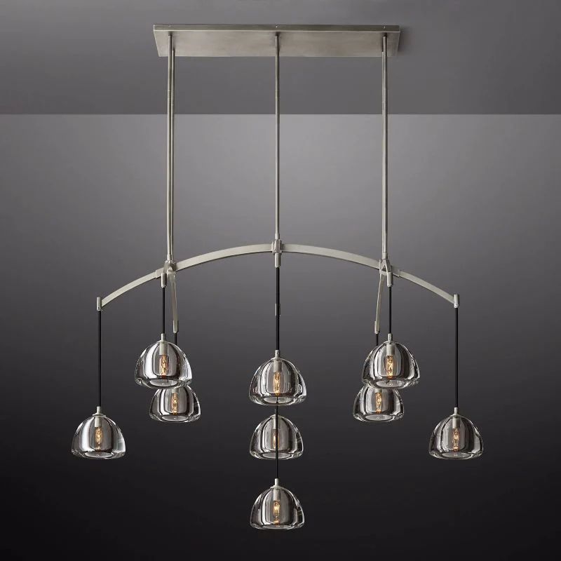 Hemisphere Delicate Crystal Linear Chandelier 54"